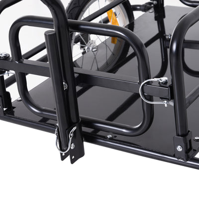 HOMCOM Bike Cargo Trailer Bicycle Cargo Storage Cart w/ Hitch Cycling Camping Luggage Storage Carrier Transport Steel Black 