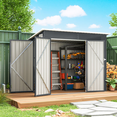 Outsunny 7.5 x 4.3ft Metal Garden Storage Shed, Waterproof Outdoor Shed with Triple Lockable Door, Gloves, Vents, Dark Grey 