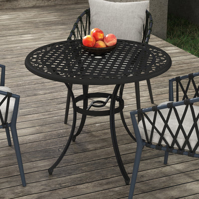 Outsunny \'ce\'a690cm Four-Seated Round Aluminium Garden Table, with Parasol Hole 