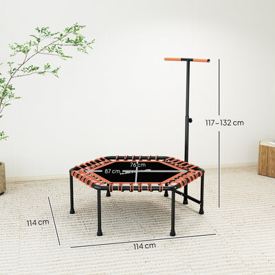 SPORTNOW 45" Rebounder Trampoline for Adults, Quiet Bungee Rebounder with LED Lights and Adjustable Handle, Orange 