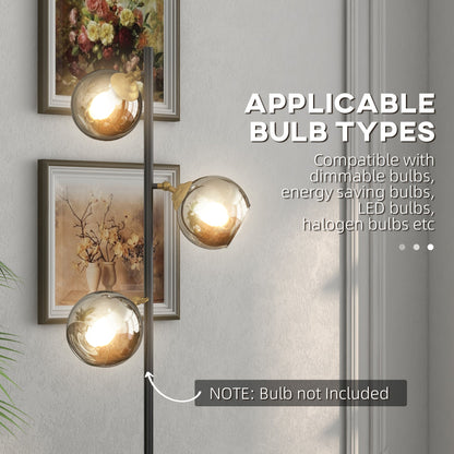 HOMCOM Tree Floor Lamp for Living Room Bedroom with 3 Light, Modern Standing Lamp, (Bulb not Included), 162cm, Grey 