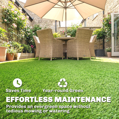 Outsunny Artificial Grass Turf Low Maintenance Realistic Lawn Pet Turf with Drain Holes for Garden 1m x 4m Green 