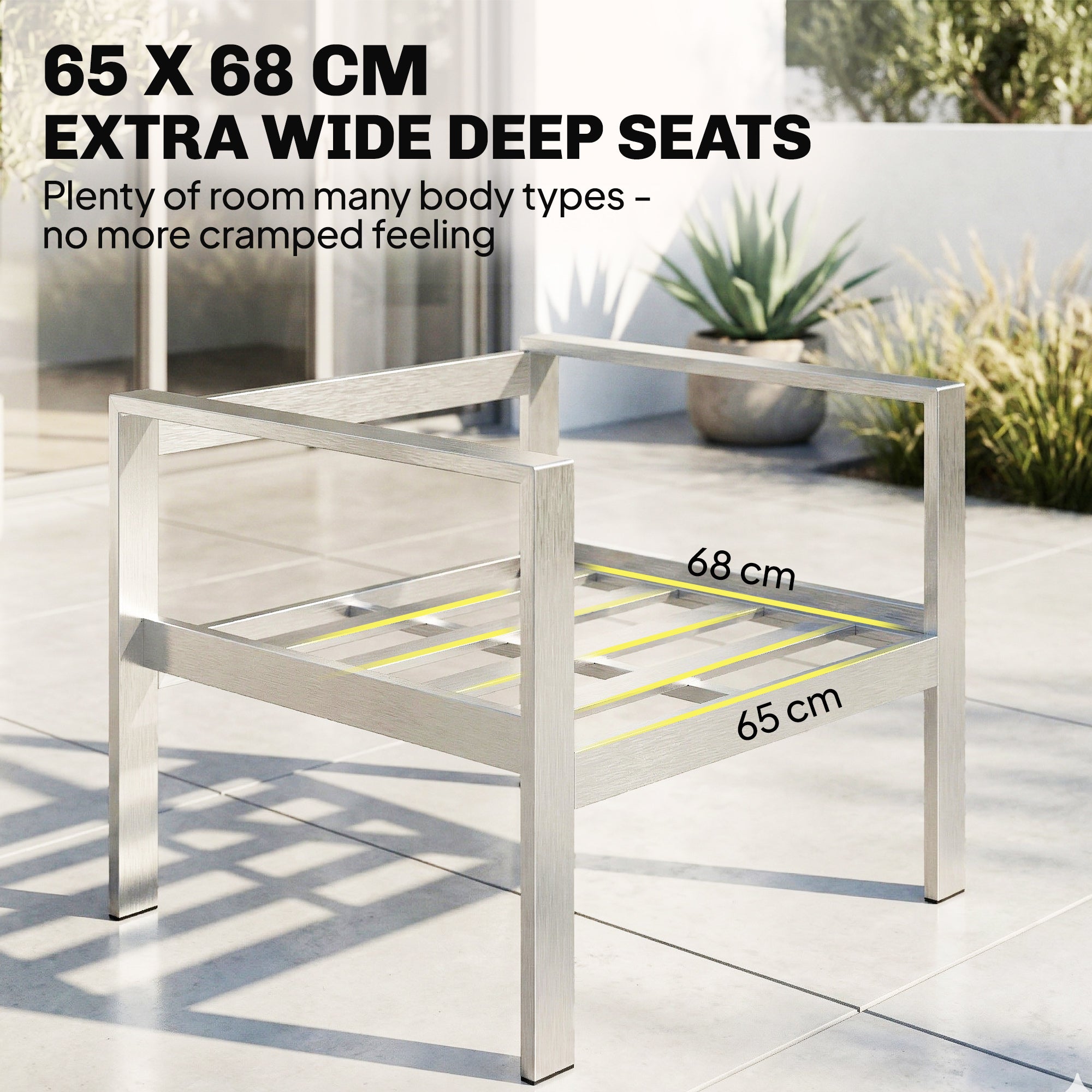 Outsunny 4 Seater Garden Furniture Set, Extra Wide Deep Garden Sofa Set with Olefin Cushions, Brushed Aluminium Frame, Dark Grey 