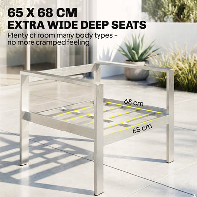 Outsunny 4 Seater Garden Furniture Set, Extra Wide Deep Garden Sofa Set with Olefin Cushions, Brushed Aluminium Frame, Dark Grey 