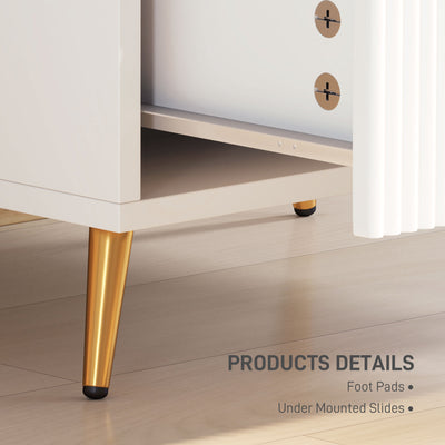 HOMCOM Elegant Two-Drawer Bedside Table - White 