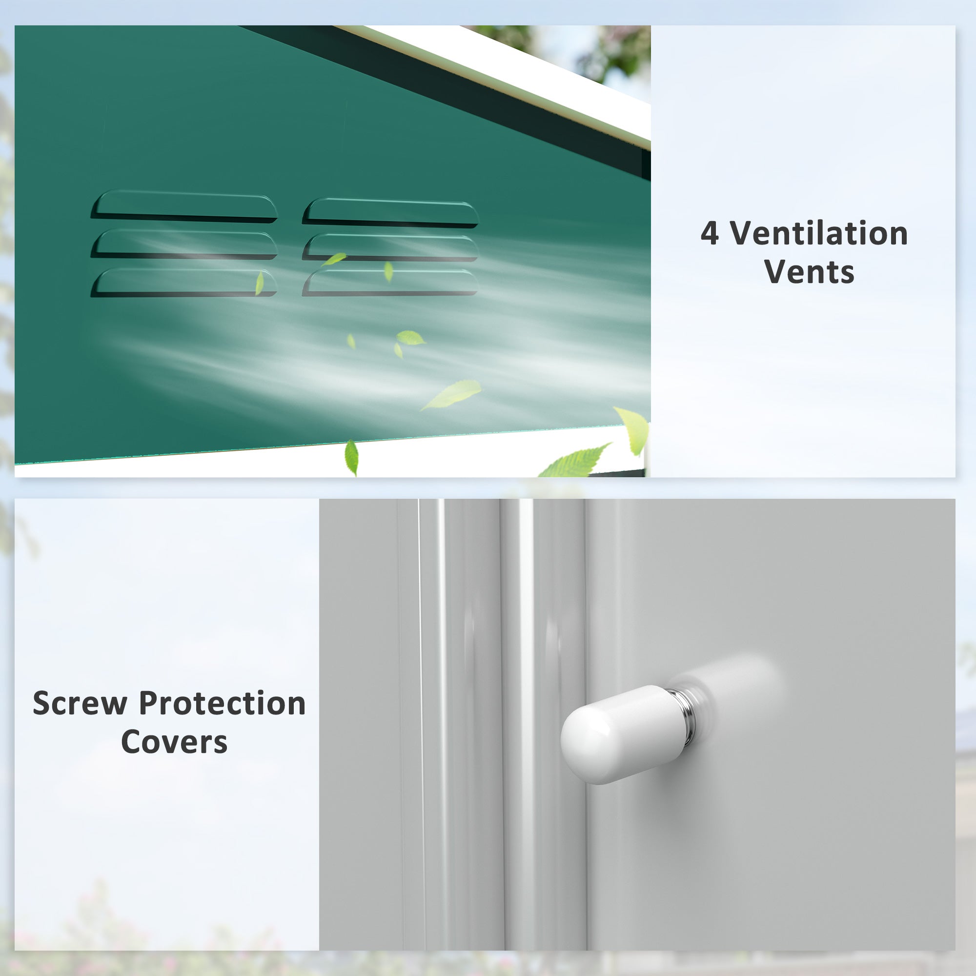 Outsunny 8 x 6ft Galvanised Steel Shed, with Double Door - Green 