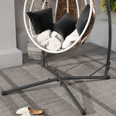 Outsunny Hammock Chair Stand Only, Hanging Chair Stand with X-Shape Base, Heavy Duty Steel Single Hammock Egg Swing Frame for Indoor Outdoor, 150 KG Load Capacity Black 