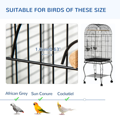 PawHut 1.53(m) Bird Cage, Pet Viary, Feeding Stand, with Wheels, Perch 