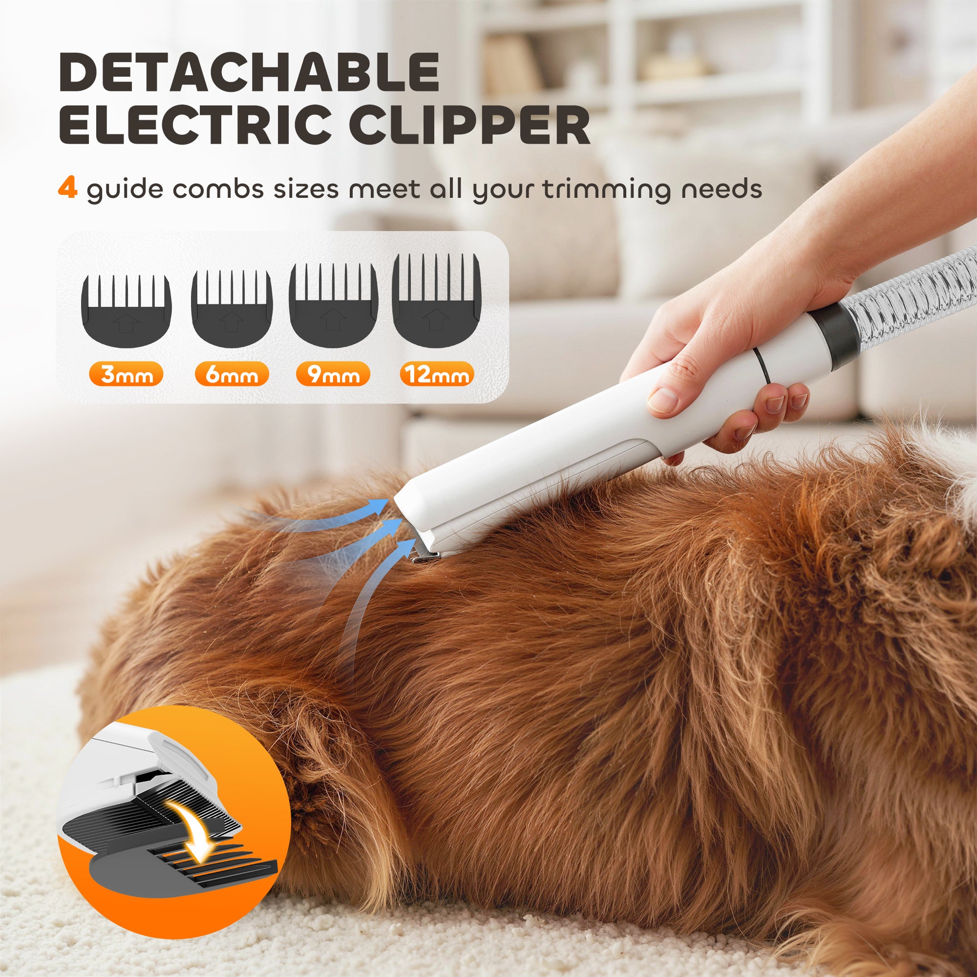 PawHut 5 in 1 Dog Grooming Vacuum & Dryer w/ Clipper, 1.8L Canister, 4 Modes Blow Temperature 