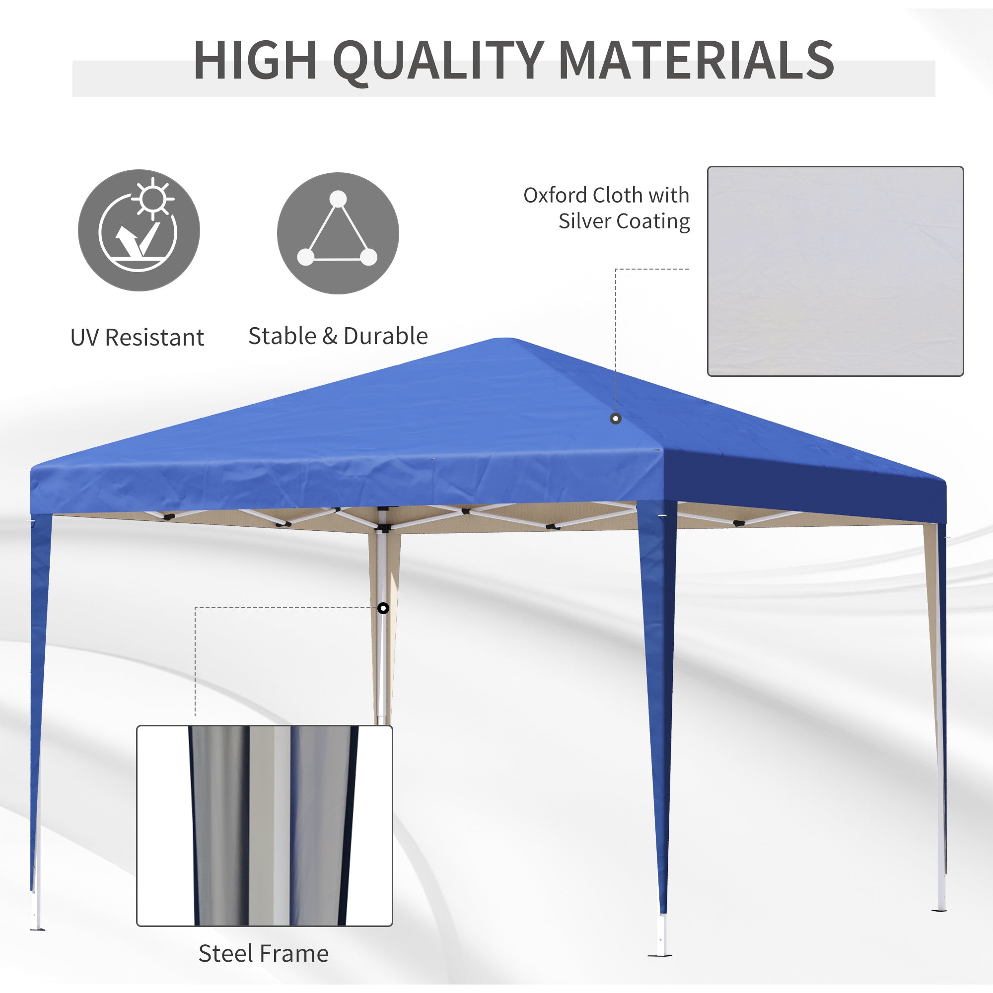 Outsunny 3 x 3M Garden Pop Up Gazebo Height Adjustable Marquee Party Tent Wedding Canopy with Carrying Bag, Blue 