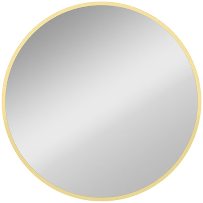 HOMCOM 61cm Decorative Wall Mirror for Bedroom Living Room, Modern Round Bathroom Mirror for Home Decor, Gold Tone 