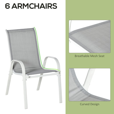 Outsunny Seven-Piece Outdoor Dining Set - Grey 