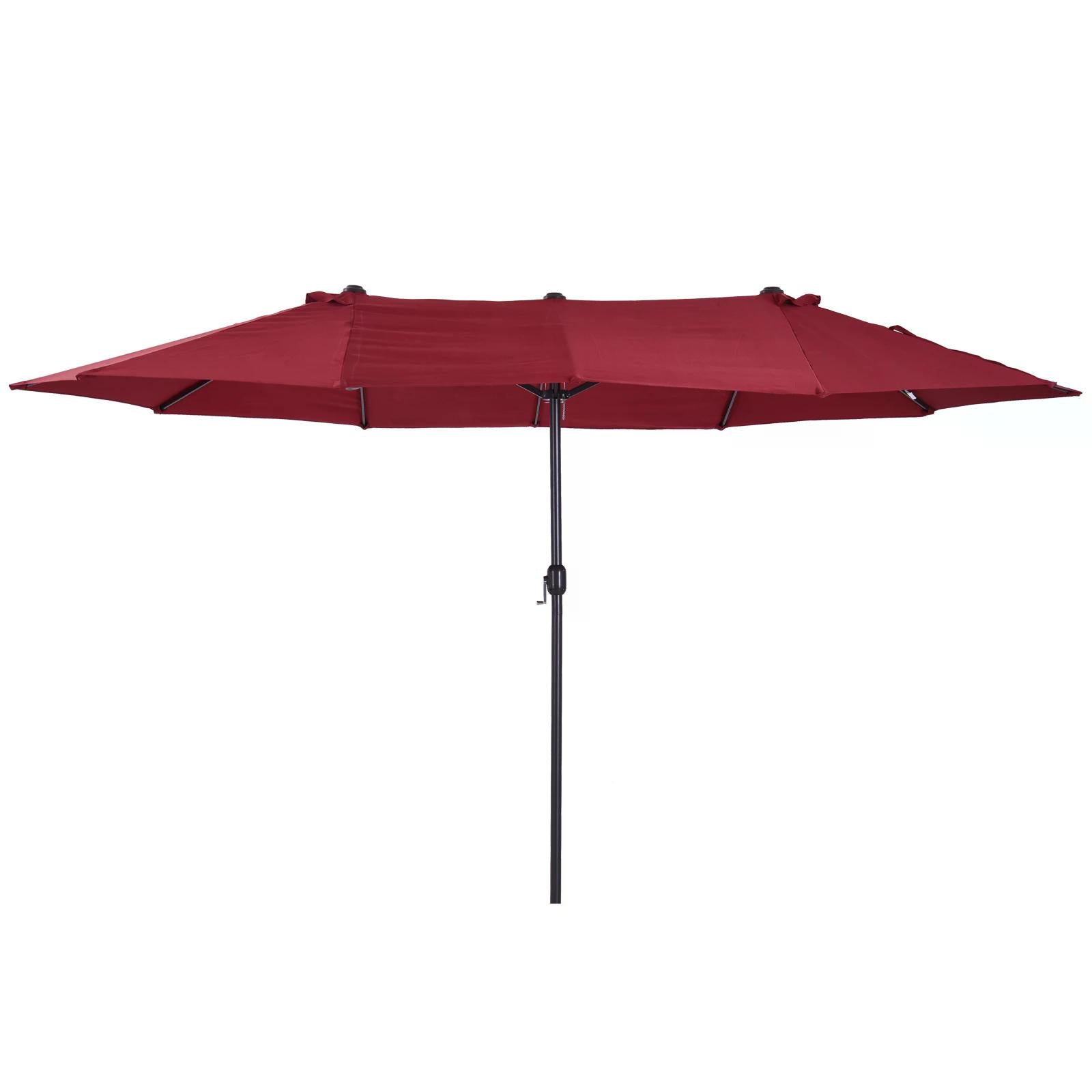 Outsunny 4.6m Double-Sided Patio Parasol Sun Umbrella-Wine Red 