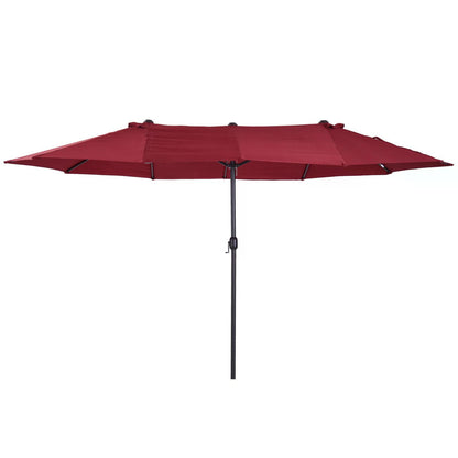 Outsunny 4.6m Double-Sided Patio Parasol Sun Umbrella-Wine Red 