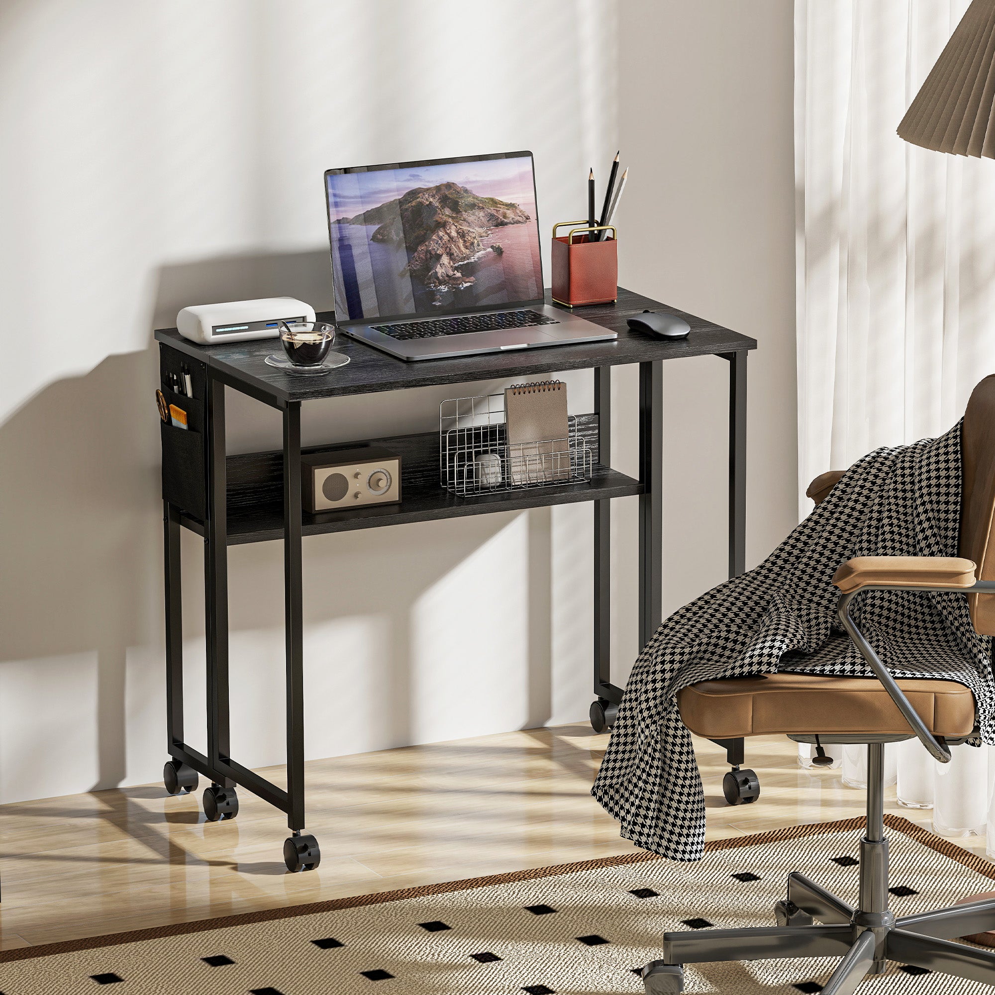 HOMCOM 80 cm Drop Leaf Writing Work Desk - Black 