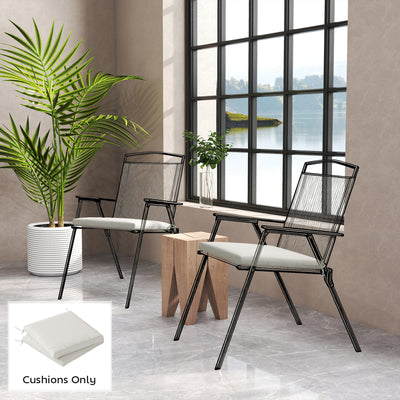 Outsunny Outdoor Seat Cushions Set of 2 with Ties, Waterproof Garden Seat Pads, Cream White 