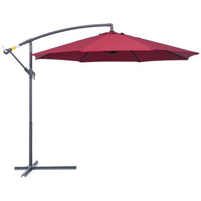 Outsunny 3m Water Resistant Terylene Hanging Parasol Wine Red 
