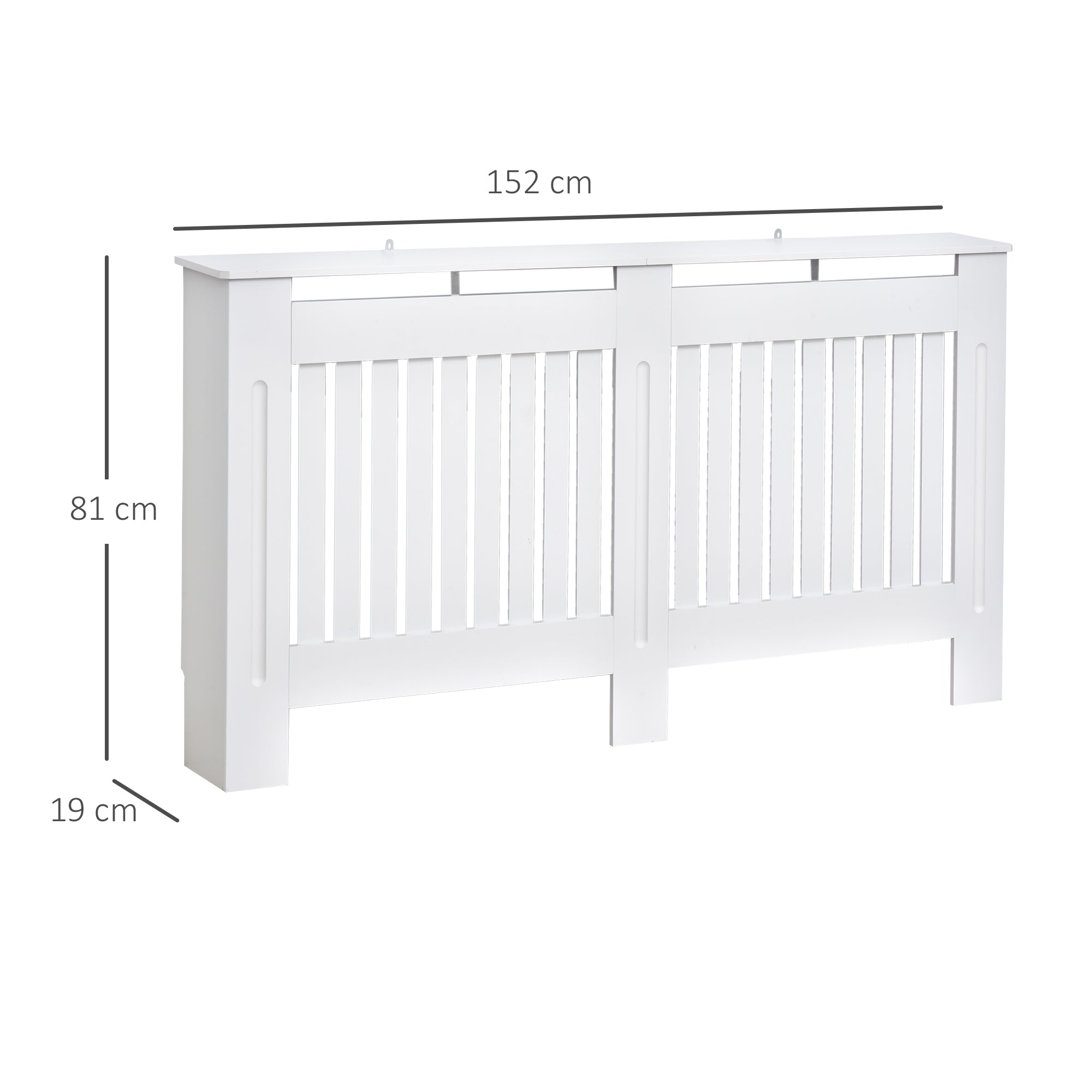 HOMCOM Slatted Radiator Cover Painted Cabinet MDF Lined Grill in White (152L x 19W x 81H cm) 