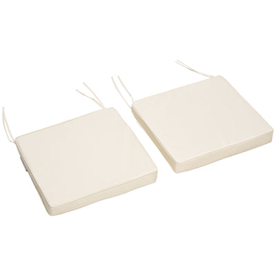 Outsunny Set of 2 Garden Chair Cushions with Ties, 45 x 45 cm Replacement Cushions for Outdoor Furniture, Cream White 