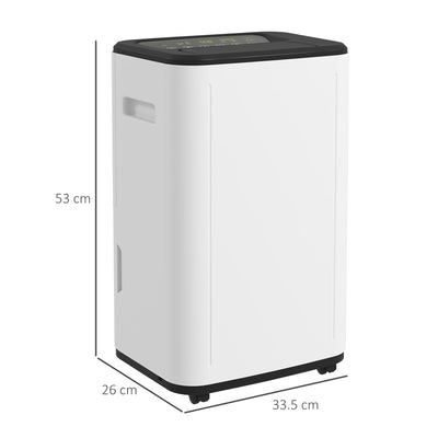 HOMCOM 6000mL Portable Dehumidifier with 24H Timer, 3 Dehumidifying Modes, 20L/Day, for Home Laundry Basement 
