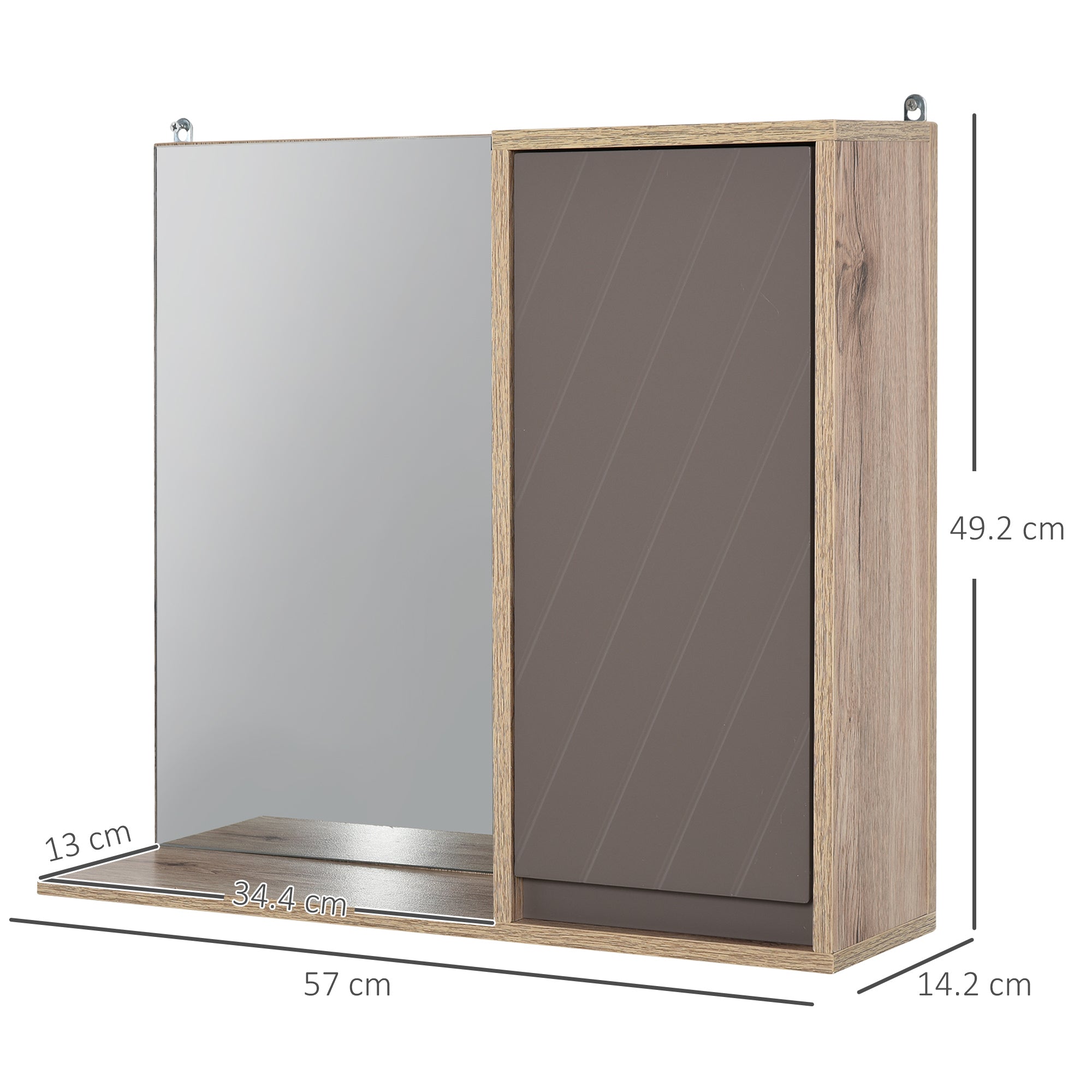 HOMCOM Bathroom Mirror Cabinet, Wall-Mounted Bathroom Cabinet with Mirror and Adjustable Inner Shelf,  57L x 14.2W x49.2H cm 
