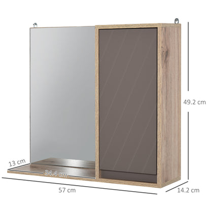 HOMCOM Bathroom Mirror Cabinet, Wall-Mounted Bathroom Cabinet with Mirror and Adjustable Inner Shelf,  57L x 14.2W x49.2H cm 