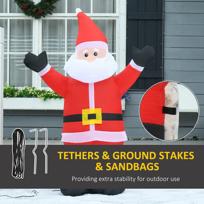 HOMCOM 4ft Inflatable Christmas Santa Claus Xmas Decoration 1 LED Holiday Air Blown Yard Outdoor Décor 