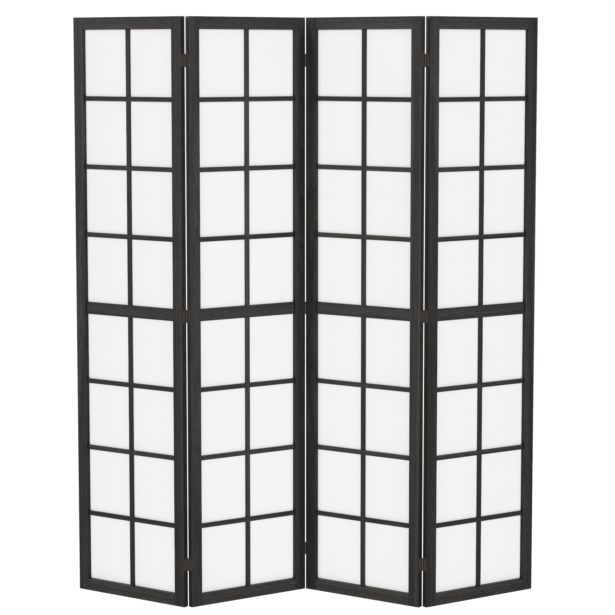 HOMCOM 4 Panel Folding Room Divider, Freestanding Room Separator, Indoor Privacy Screen for Living Room, Bedroom, Black