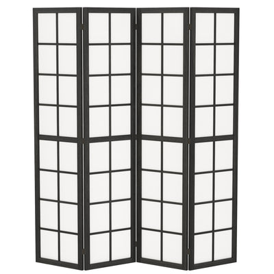 HOMCOM 4 Panel Folding Room Divider, Freestanding Room Separator, Indoor Privacy Screen for Living Room, Bedroom, Black