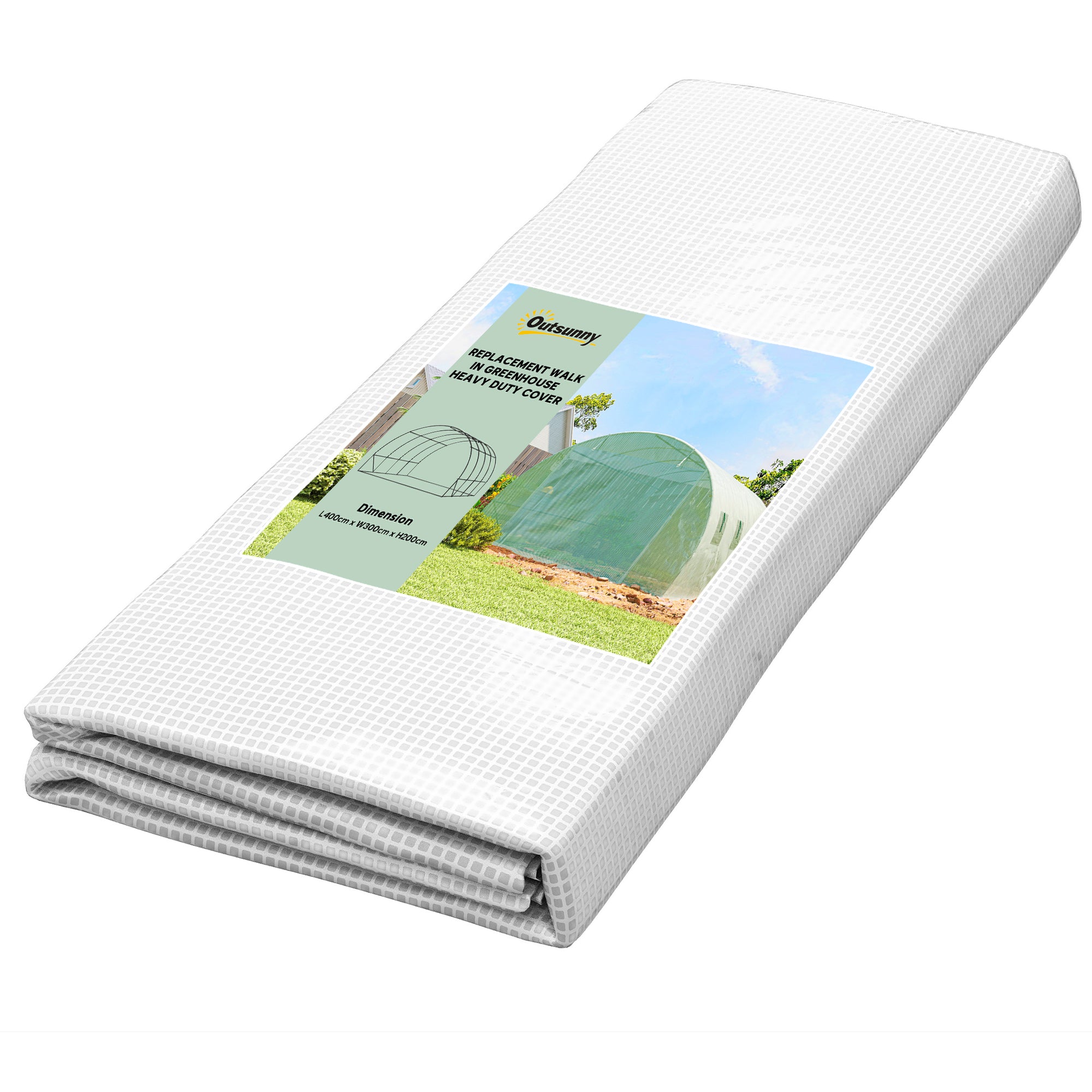 Outsunny 4 x 3 x 2m Polytunnel Greenhouse Replacement Cover ONLY Winter Garden Plant PE Cover for Tunnel Walk-in Greenhouse with Roll-up Windows Door Outdoor, Green