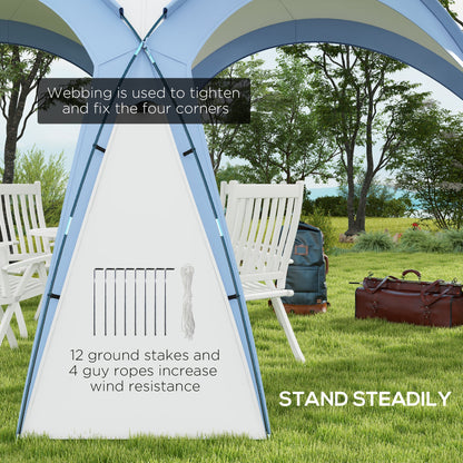 Outsunny 3.5 x 3.5M Camping Gazebo, Outdoor Event Shelter Dome Tent Garden Sun Shelter Patio Spire Arc Pavilion Camp Sun Shade, Light Blue 
