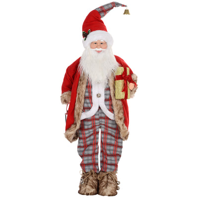 HOMCOM 4'6" Animated Santa Claus Figure, with Sound - Red 