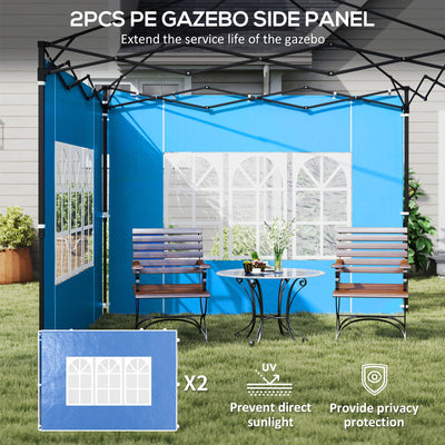 Outsunny Set of Two 3 x 3(m) Gazebo Frame Replacement Walls - Blue 