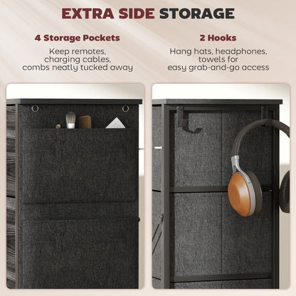 HOMCOM Chest of Four Fabric Drawers - Black