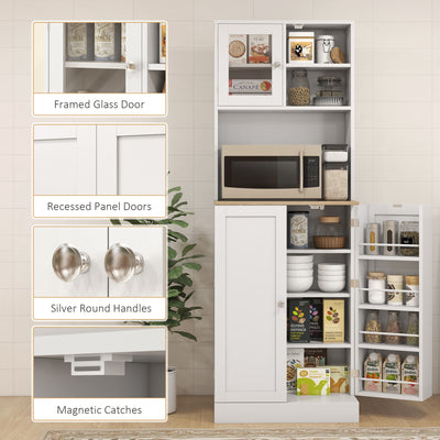 HOMCOM Two-Part Kitchen Storage Cabinet - White 