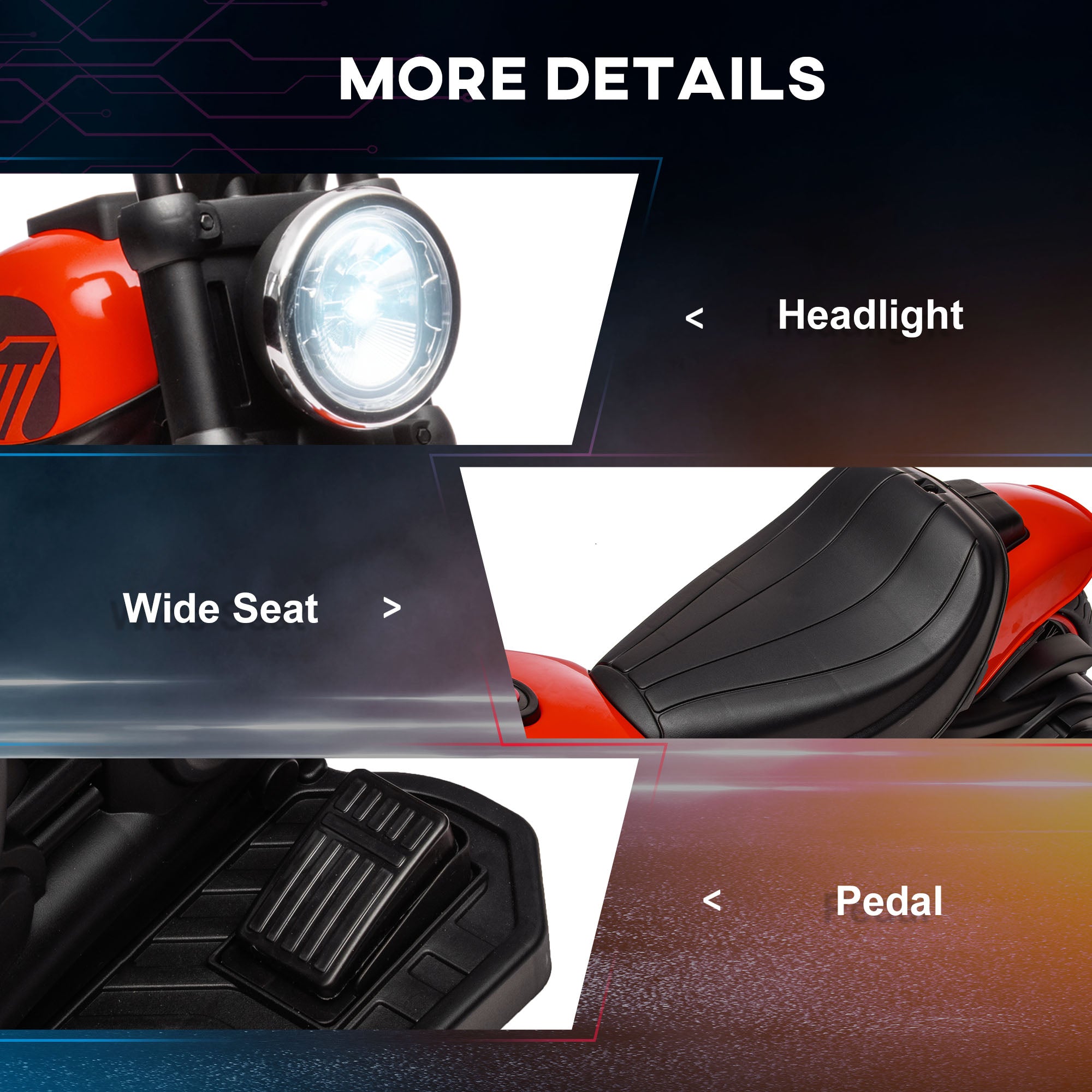 HOMCOM 6v Electric Motorbike with Training Wheels, One-Button Start - Red 
