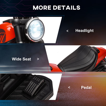 HOMCOM 6v Electric Motorbike with Training Wheels, One-Button Start - Red 