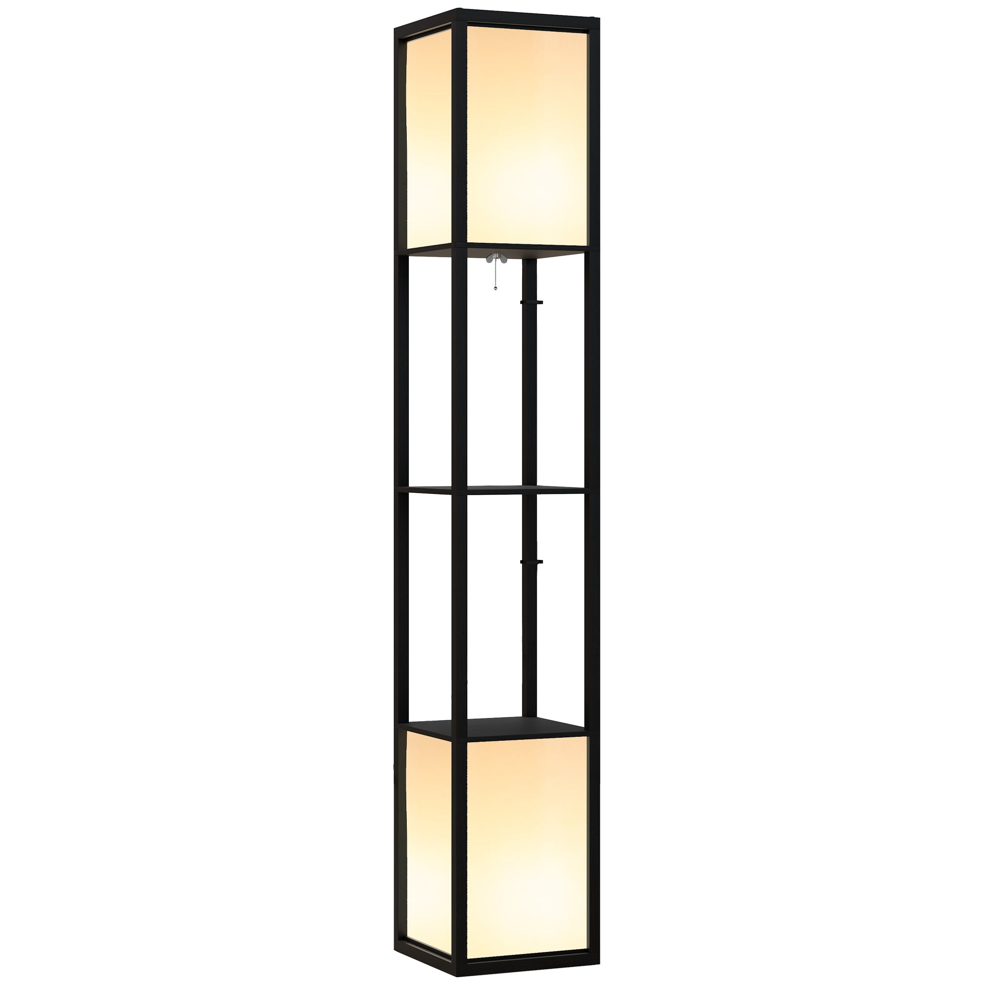 HOMCOM Modern Shelf Floor Lamp with Dual Ambient Light, Standing Lamp Living Room, Bedroom, 156cm, Black 