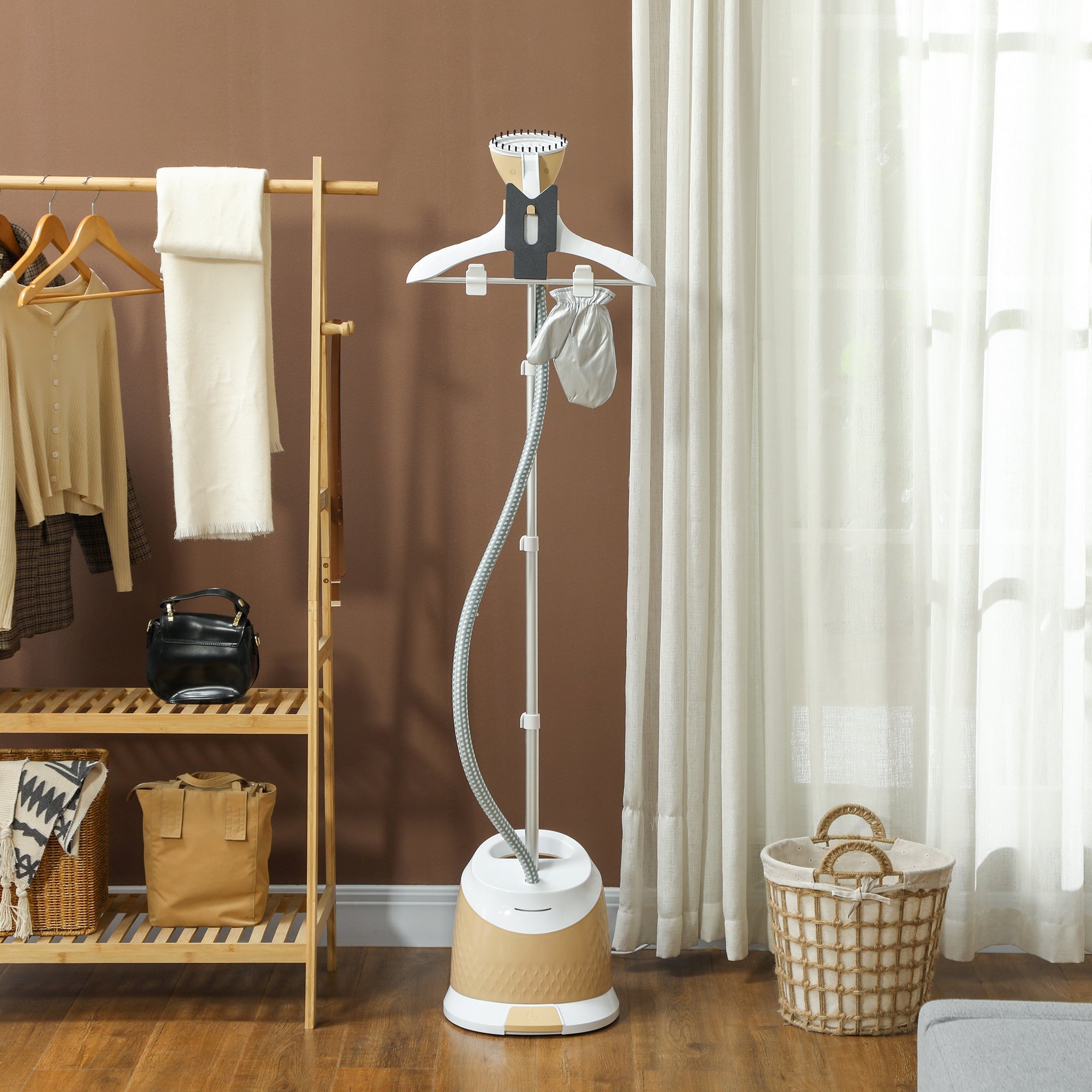 HOMCOM 1800W Standing Clothes Steamer, with Accessories - Grey 