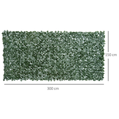 Outsunny 1-Piece Artificial Leaf Hedge Screen Privacy Fence Panel for Garden Outdoor Indoor Decor, Dark Green, 3M x 1.5M 
