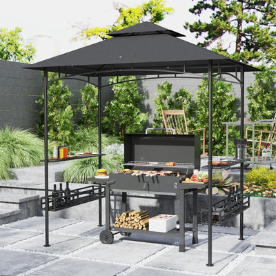 Outsunny 150 x 240cm BBQ Grill Gazebo, with Shelves - Grey 