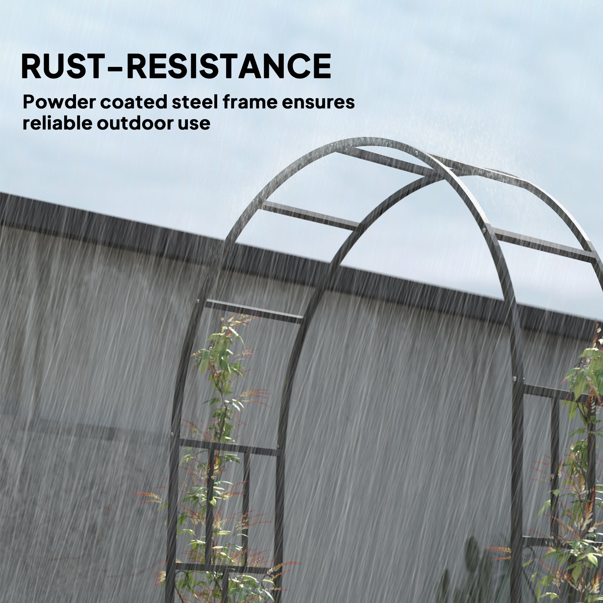 Outsunny Steel Garden Arch, 2.2m High x 1.5m Wide Metal Garden Trellis for Climbing Plants Roses Wisteria Vines, Outdoor Wedding Arch for Bridal Party Ceremony Decoration, Black 