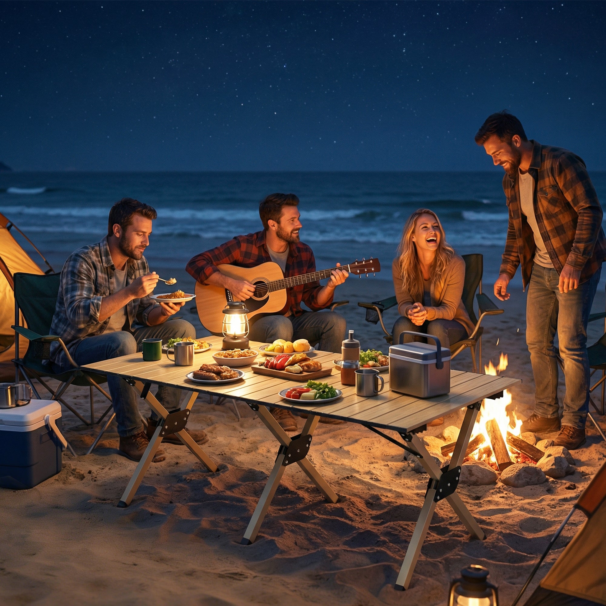 Outsunny 4ft Folding Camping Table, Waterproof Picnic Table with Roll Up Top and Metal Frame, Dark Brown 