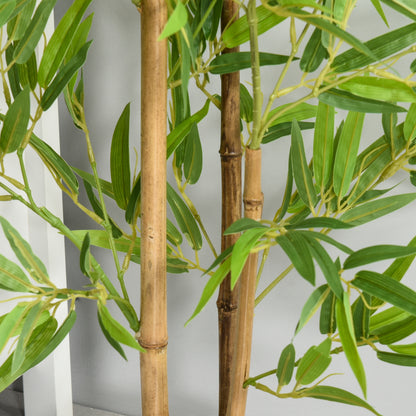 Outsunny Set of 2 120cm/4FT Artificial Bamboo Trees Decorative Plant w/ Heavy Pot Indoor Outdoor Style Home Office Greenery Decoration 