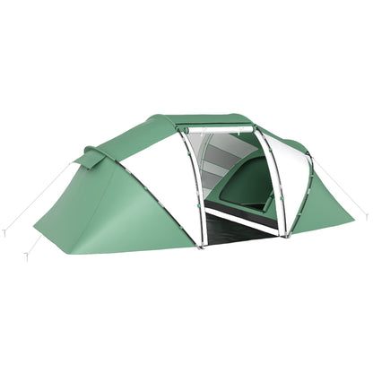 Outsunny 4-6 Man UV Protection Camping Tent - Green and White 