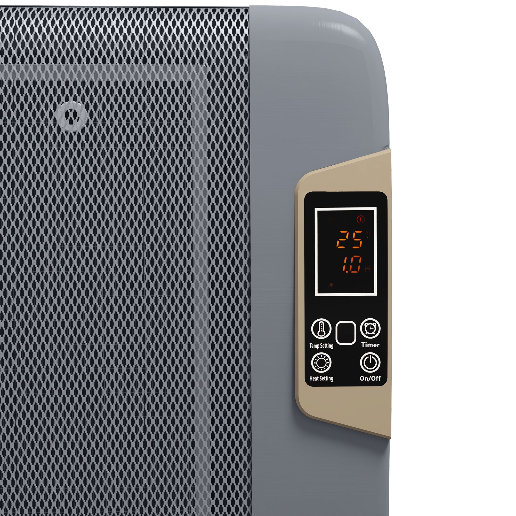 HOMCOM Mica Electric Space Heater, Portable Heater for Home with 2 Heat Settings, Living Room, Study, Garage, Adjustable Temperature 18-30\'c2\'b0C, 1000W/2000W, Grey