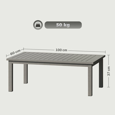 Outsunny 100cm x 60cm Aluminium Outdoor Coffee Table - Grey 