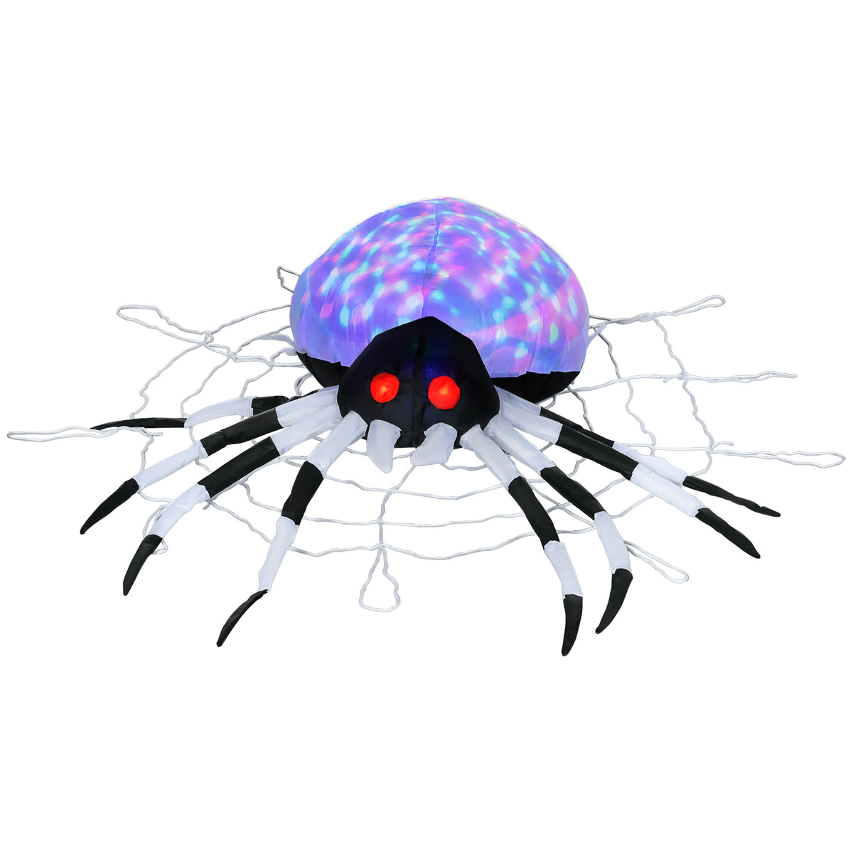 HOMCOM 5FT Long Halloween Inflatable Spider, Hanging Giant Spider with Colourful LED Light, Blow-Up Outdoor LED Garden Display for Lawn, Party 