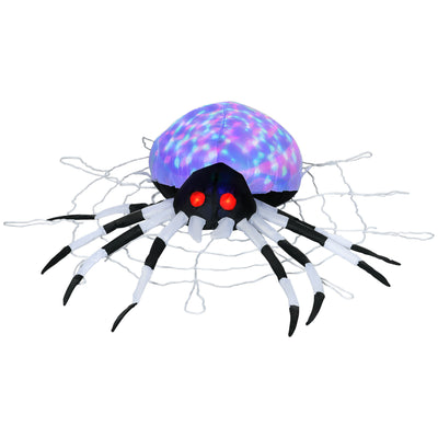 HOMCOM 5FT Long Halloween Inflatable Spider, Hanging Giant Spider with Colourful LED Light, Blow-Up Outdoor LED Garden Display for Lawn, Party 