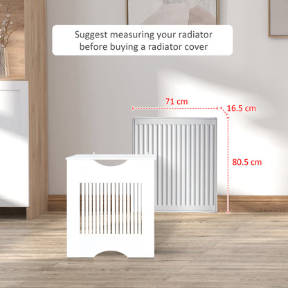 HOMCOM Painted MDF Radiator Cover Heater Cabinet Modern Slatted Home Furniture Living Room Bedroom Worktop White 82H x 78W x 19D 
